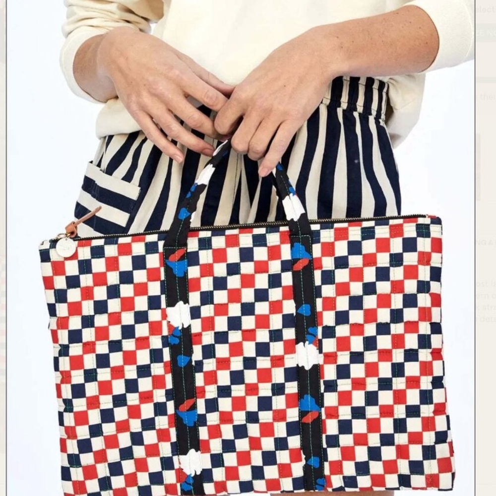 ISO Clare V Red and Blue Checkered Laptop Bag